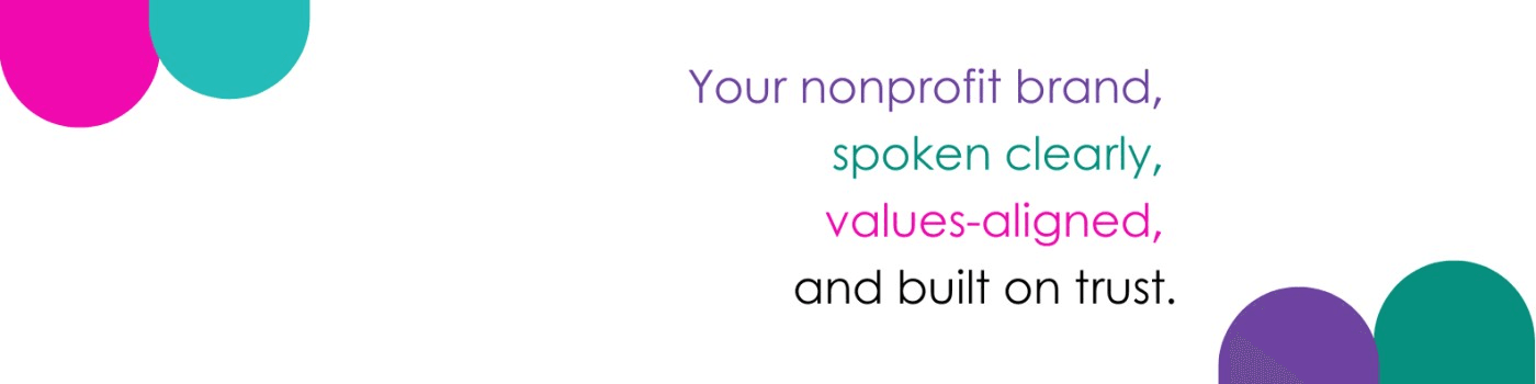 Michelle Bergsma's new banner: her branding plus a line stating her promise to nonprofit clients
