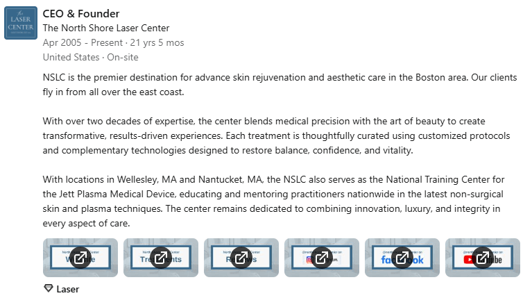 Patricia Cregier's new Experience entry: CEO & Founder with a full description of the business, its clients, locations, and branded media links