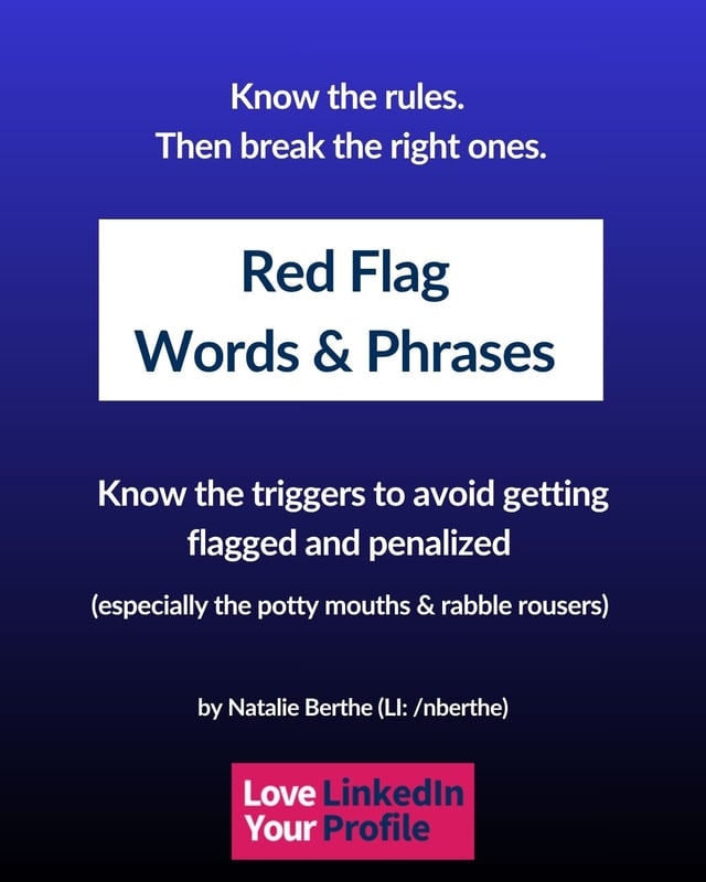 The LYLIP Red Flag Words & Phrases guide, fifteen pages on what triggers LinkedIn's moderation.